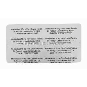 モンテルカスト,シングレアジェネリック 10mg 錠 シート裏面